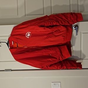 NWOT Nicopanda Cherry Red Padded Oversized Ruched Sleeve Flight Bomber Coat S